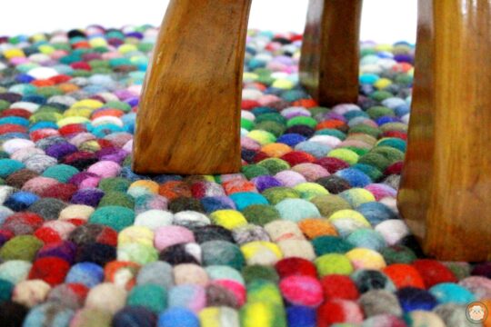 rainbow felt ball rug