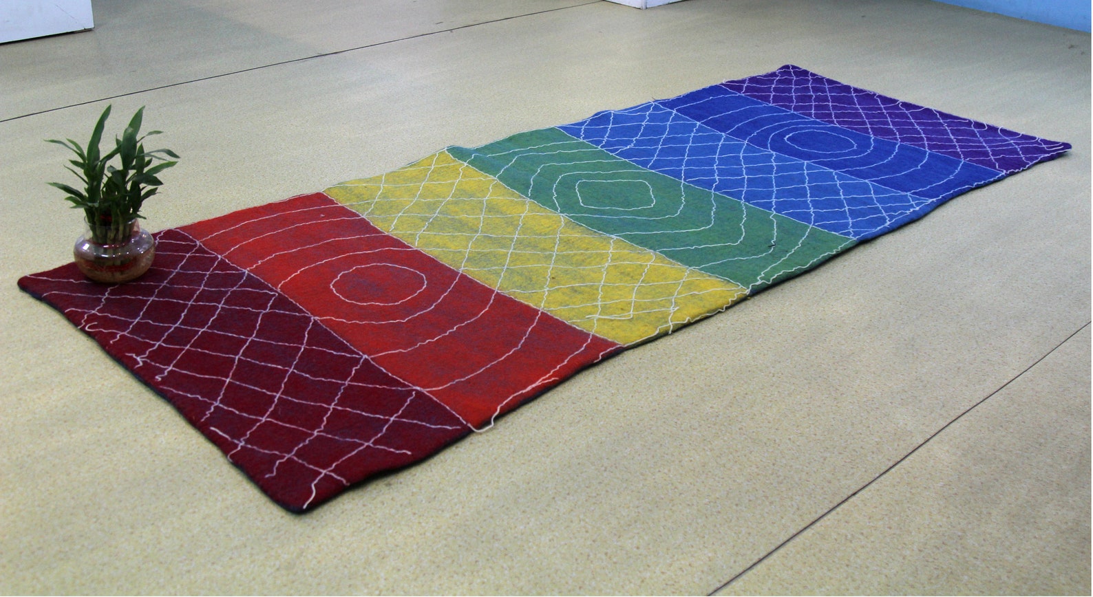 Multi-Color Felted Wool Meditation Mat