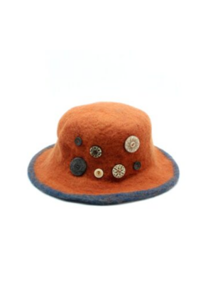 Orange Wool Felt Cloche Hat 2
