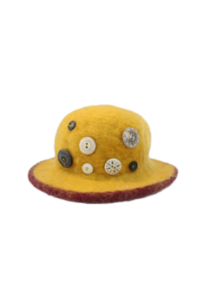 Yellow Wool Felt Cloche Hat 1