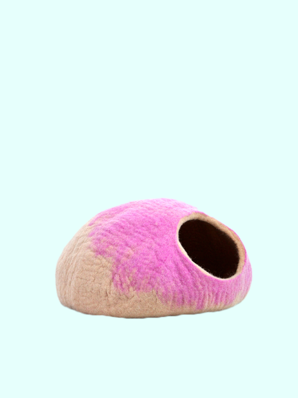 pink and beige cat cave