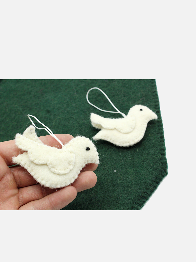 Handmade Wool Felted White Easter Bird | Set Of 10