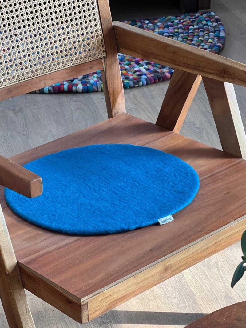 blue flat chair pad