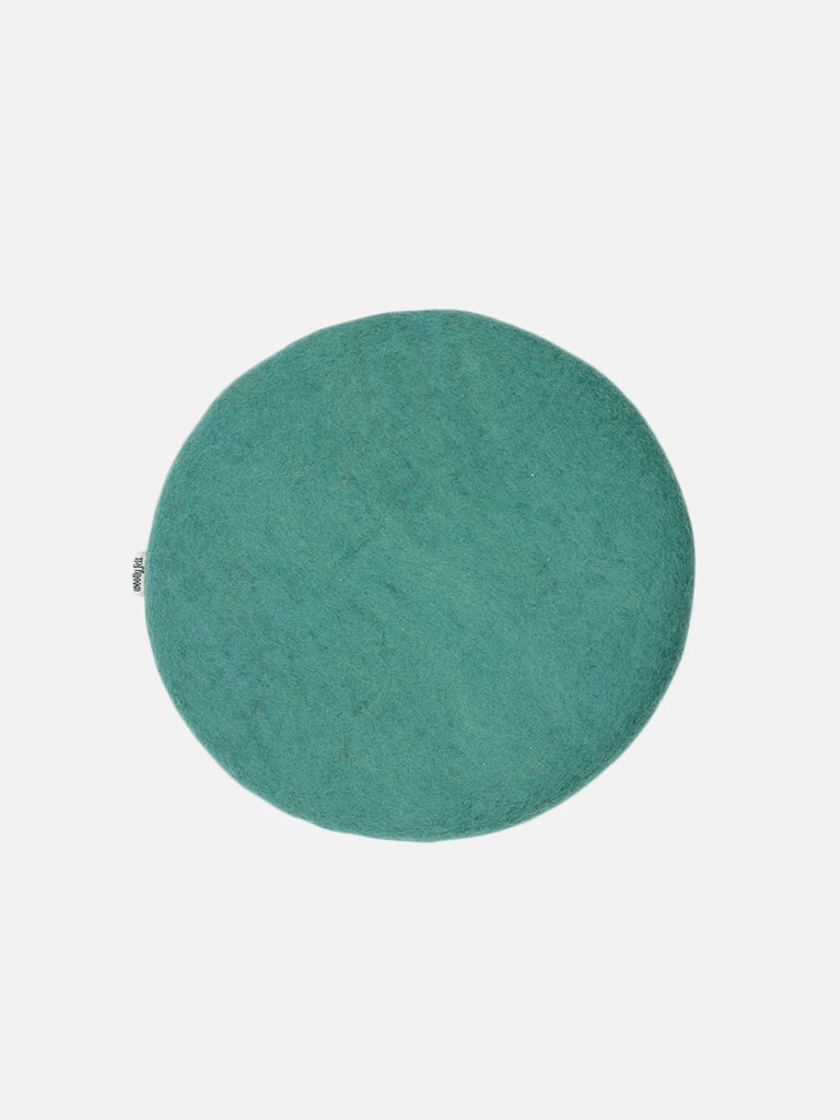 Greenish Blue Thick Round Cushion