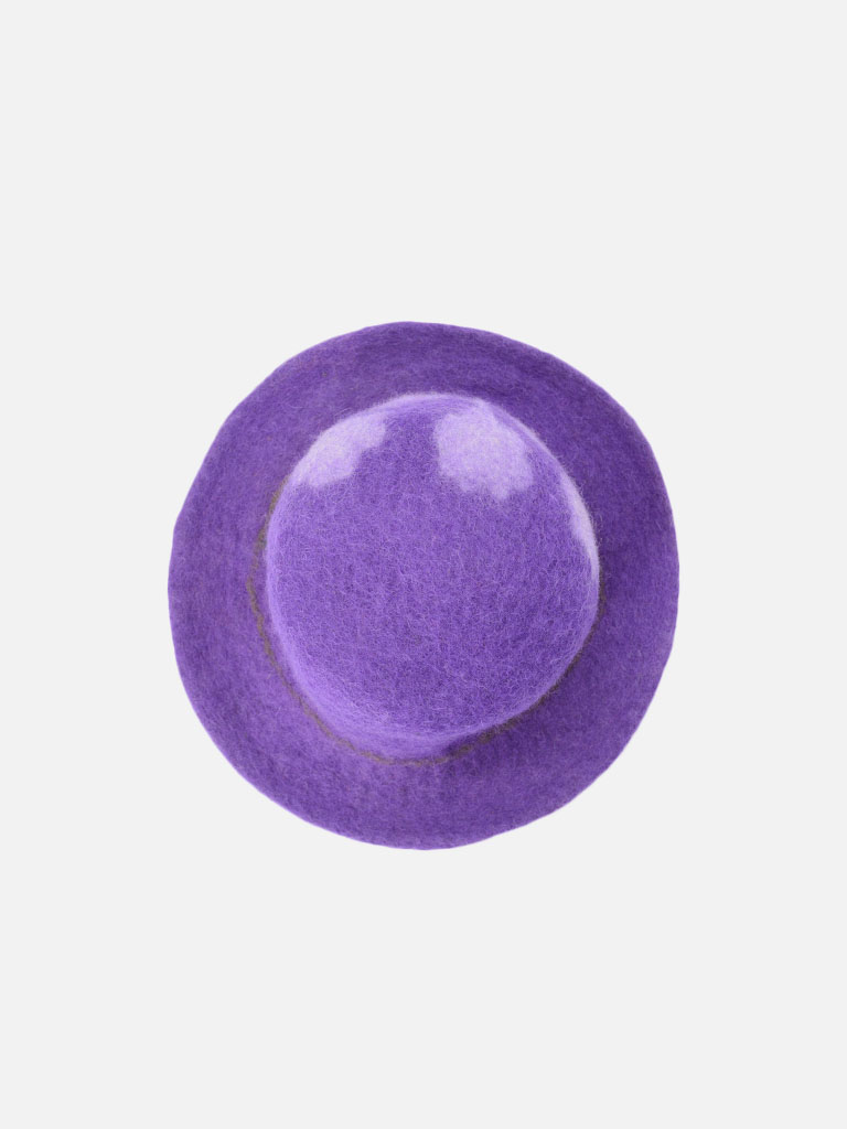 Purple Felt Hat with White Clouds