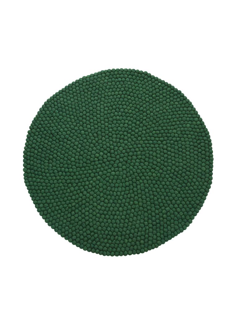 Cool Tone Green Blue Felt Ball Rug - Felt & Yarn