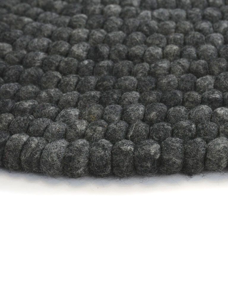 Pom pom rug - wool - round - Dark gray.Jpeg