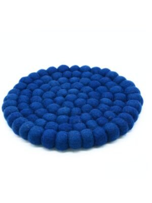 handmade blue felt ball trivets