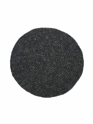 felt ball rug - Charcoal -handmade - round.Jpeg