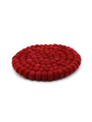 cherry red felt wool ball trivets