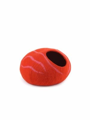 wool felt cat cave orange stripe