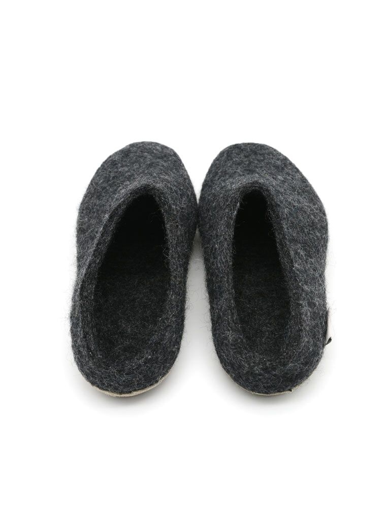dark natural wool felt slipper