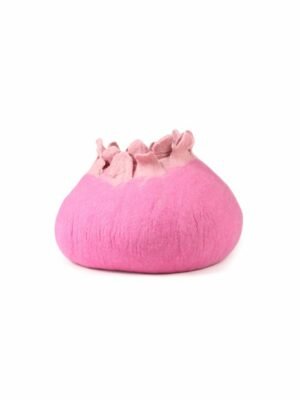 round pink felt cat cave bed