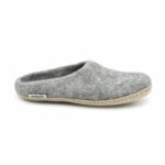 Gray Classic Slipper With Leather Sole