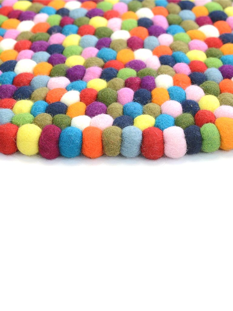 handmade rainbow ball rug