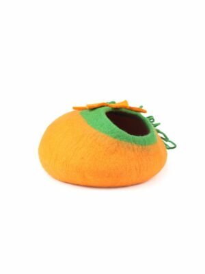 handmade orange felt wool cat bed