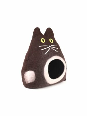 brown cat face wool pet cave