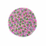 Multicolor Pink Felt Balls Cushion