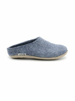 denim blue wool slipper