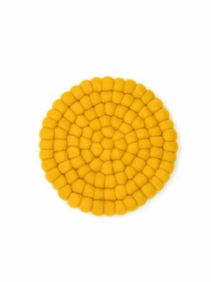 yellow felt ball trivets