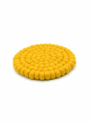 yellow pom pom trivets