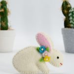 Cute White Rabbit With Floral Color | Set Of 10