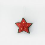 Felted Red Star with Green Border Hanging (Set Of 10)