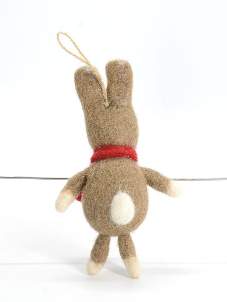 Handmade Felt Brown Bunny With Scarf.jpg