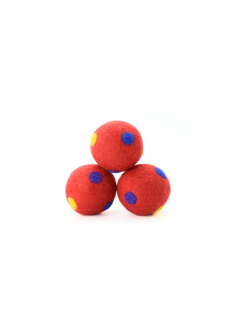 3cm red felted wool balls adorned with colorful polka dots, adding a touch of playful magic to any project