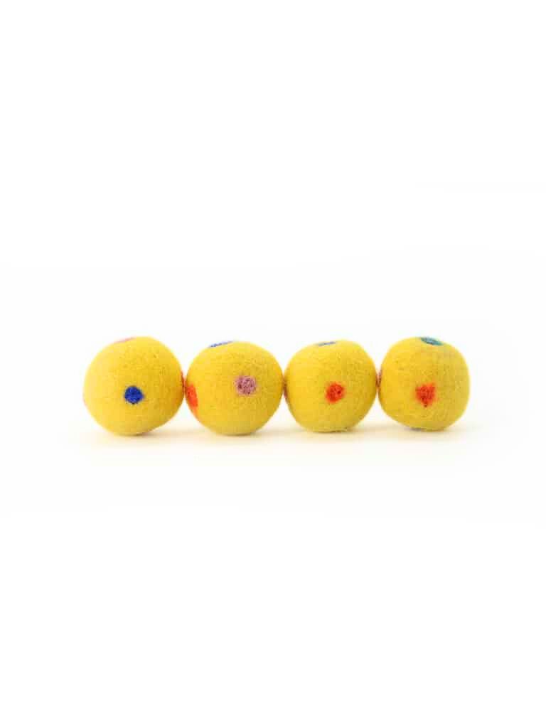 Wool Felt Yellow Doted Ball