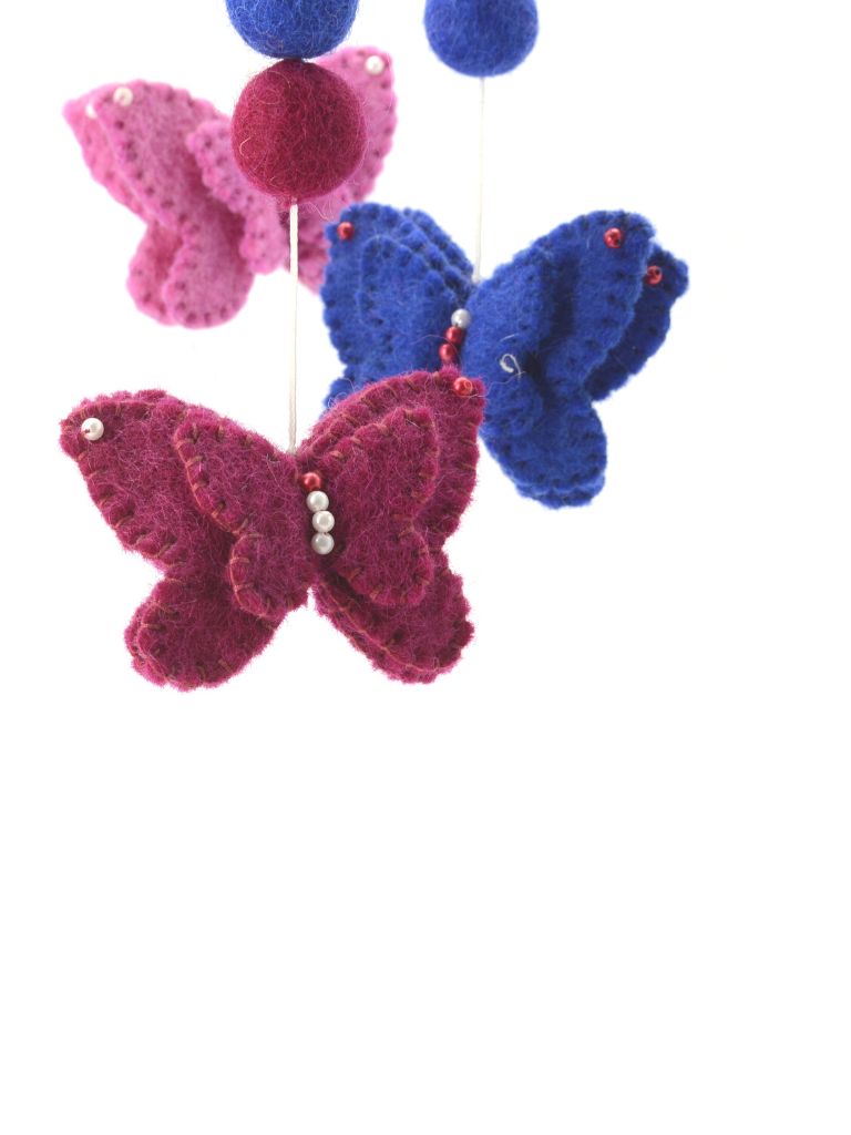 Colorful Ball With Butterfly Wool Hanging Mobile.jpg
