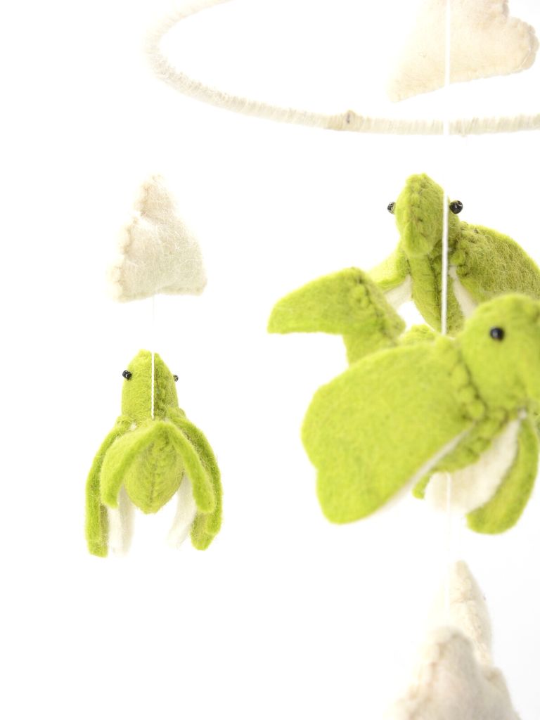 Handmade Green Bird Wool Hanging Mobile.jpg