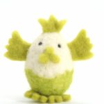 Wool Felted Green Chicken (Set Of 10)
