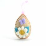 Easter Felted Egg with White Flower | Set of 10