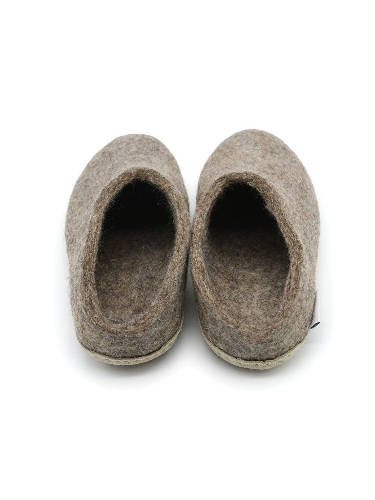 natural brown felt wool slipper