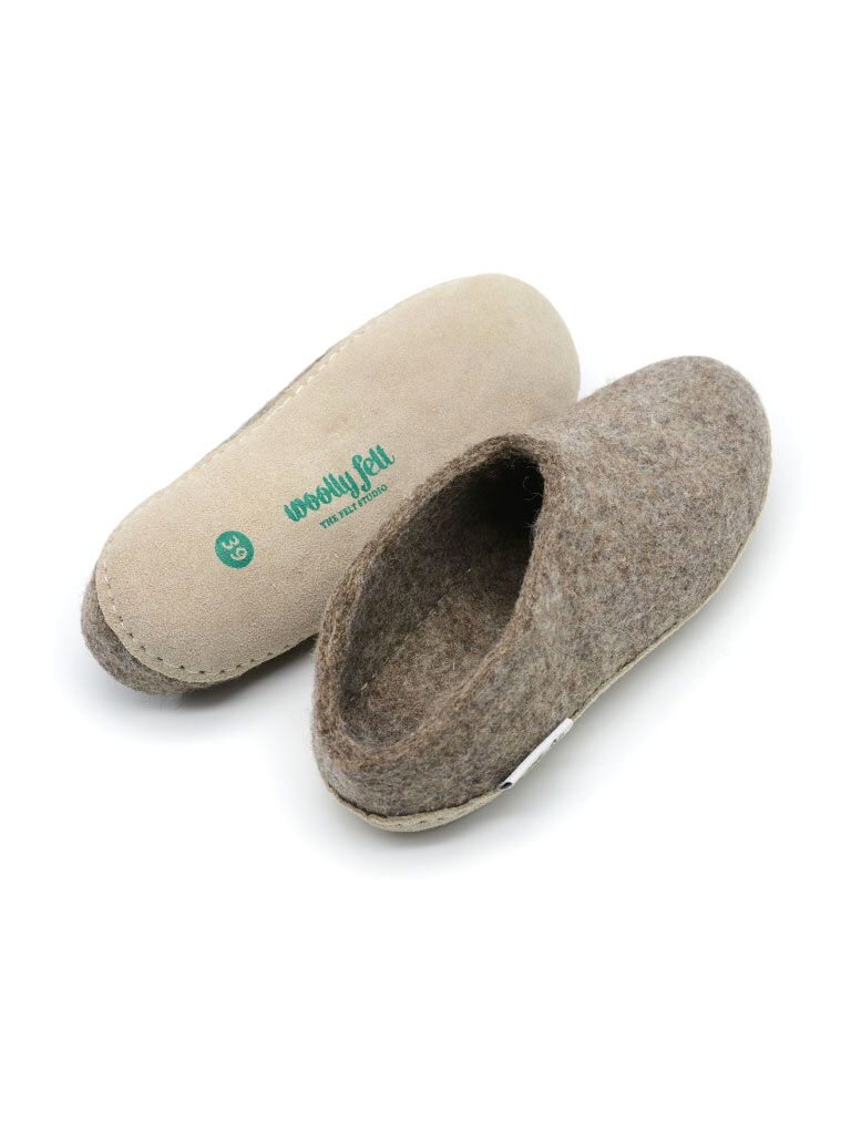 natural brown felt slipper
