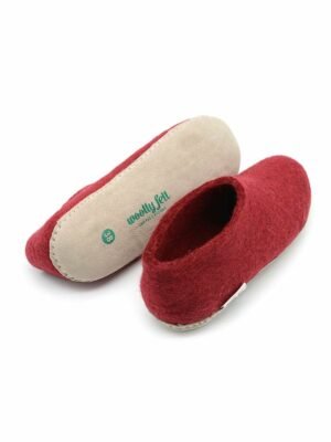 cherry red handmade felt slipper