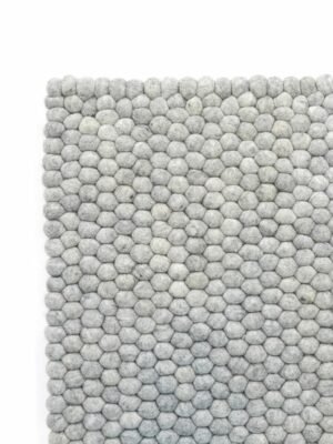 handmade natural grey rectangular felt ball rug