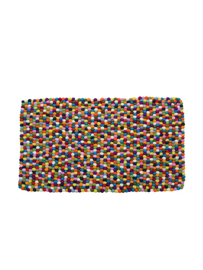 rectangular multicolor felt ball rug