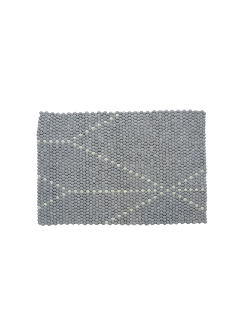 grey design felt ball rug