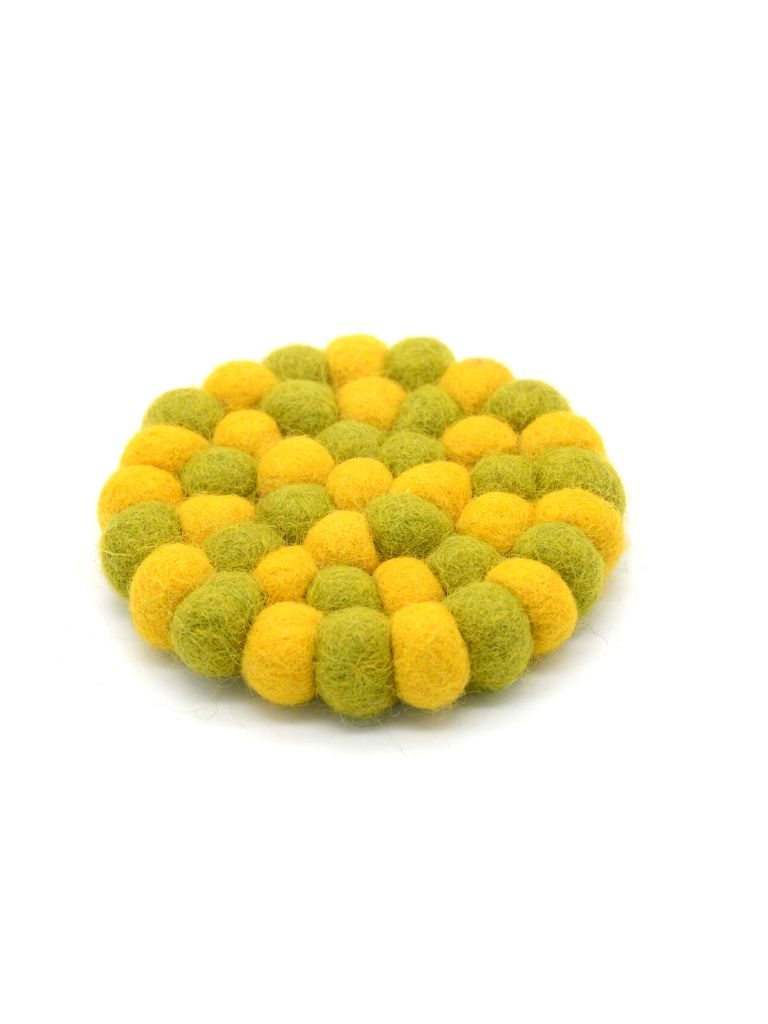 Yellow And Green Round Cup Coaster