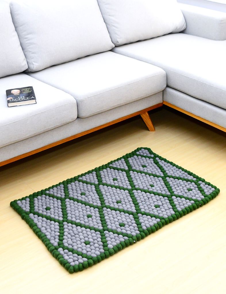 Green Felt Ball Carpet - Woollyfelt