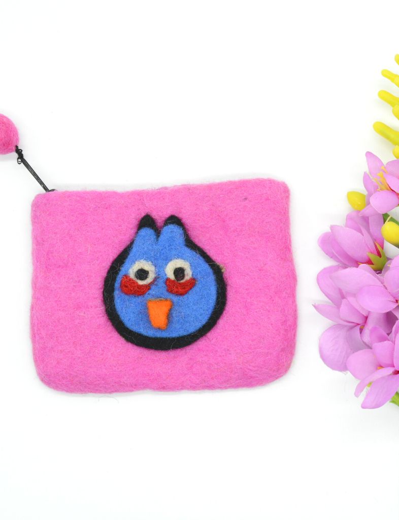 handmade felt pink angry bird hand purse.jpg