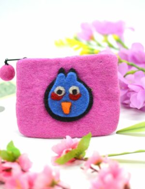 handmade wool felt pink angry bird hand purse.jpg