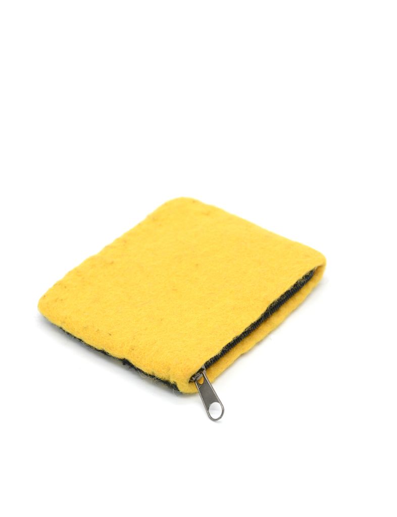 handmade wool felt yellow purse.jpg