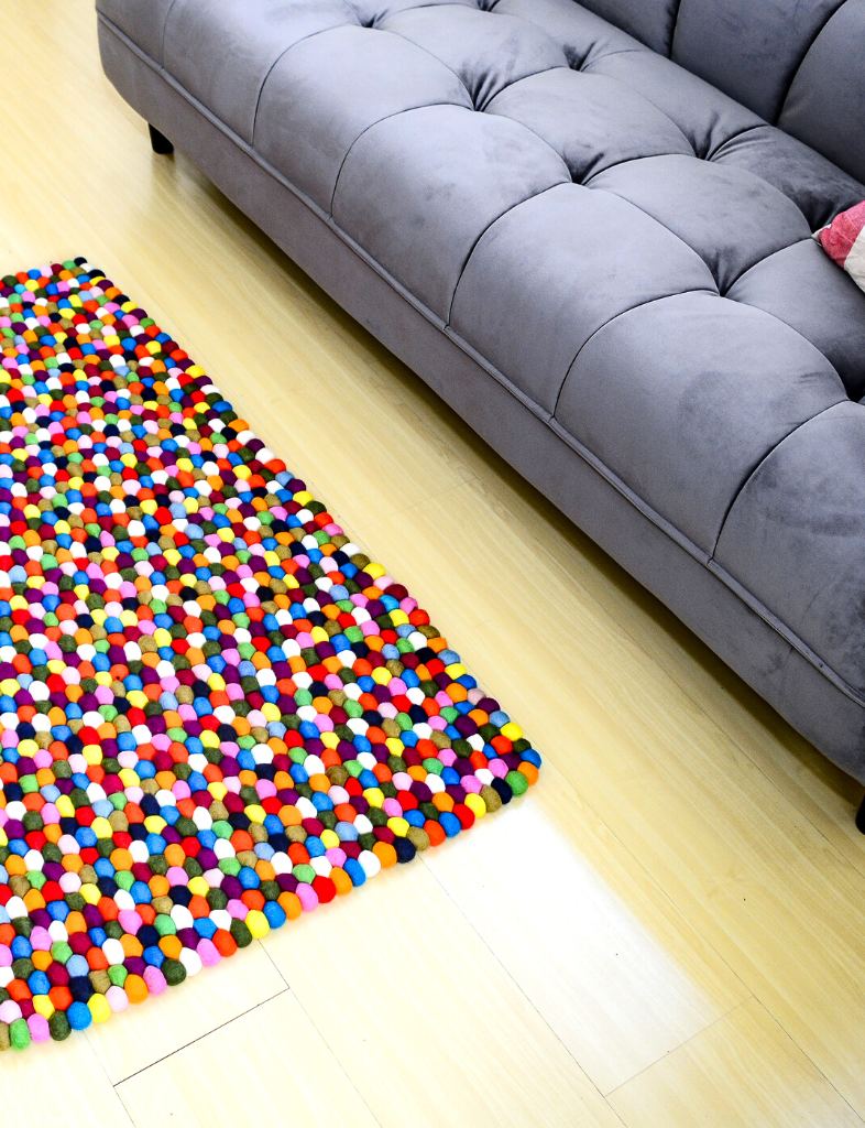 felt multicolor rectangular rug