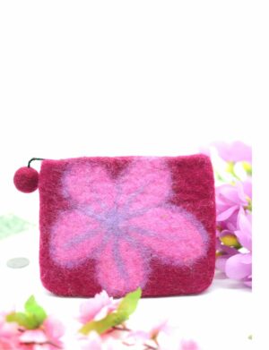 felt wool pink coin purse