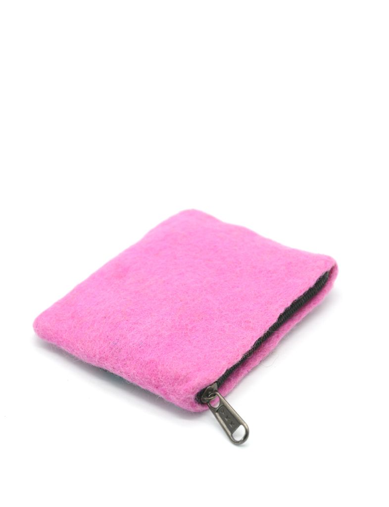 handmade felt wool pink purse