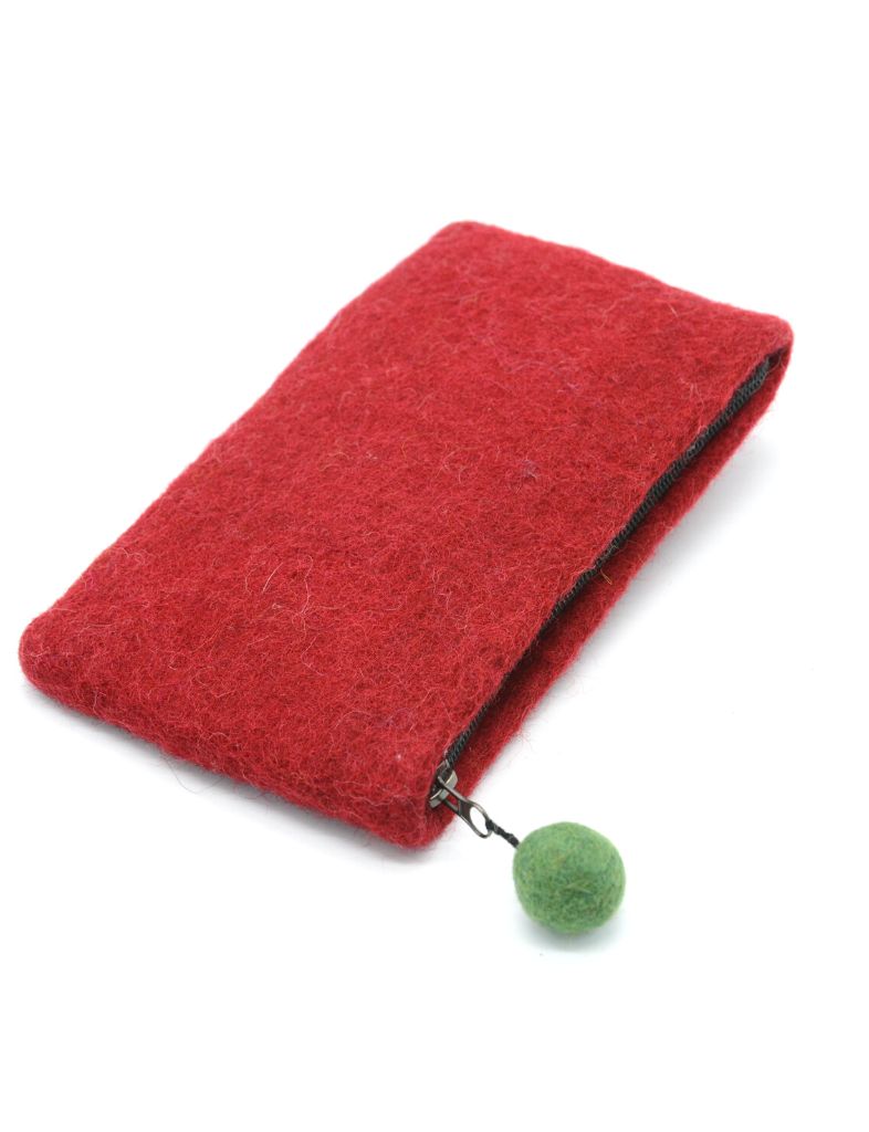 wool felt red handmade with flower purse.jpg