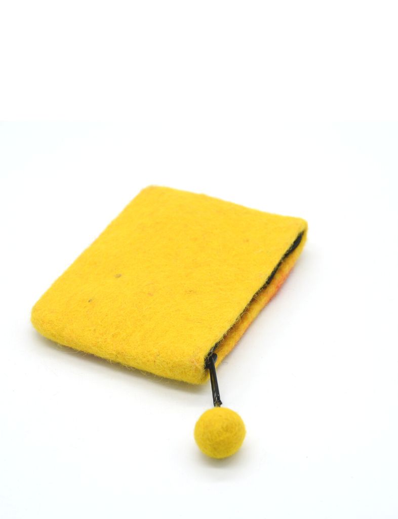 yellow felt coin purse